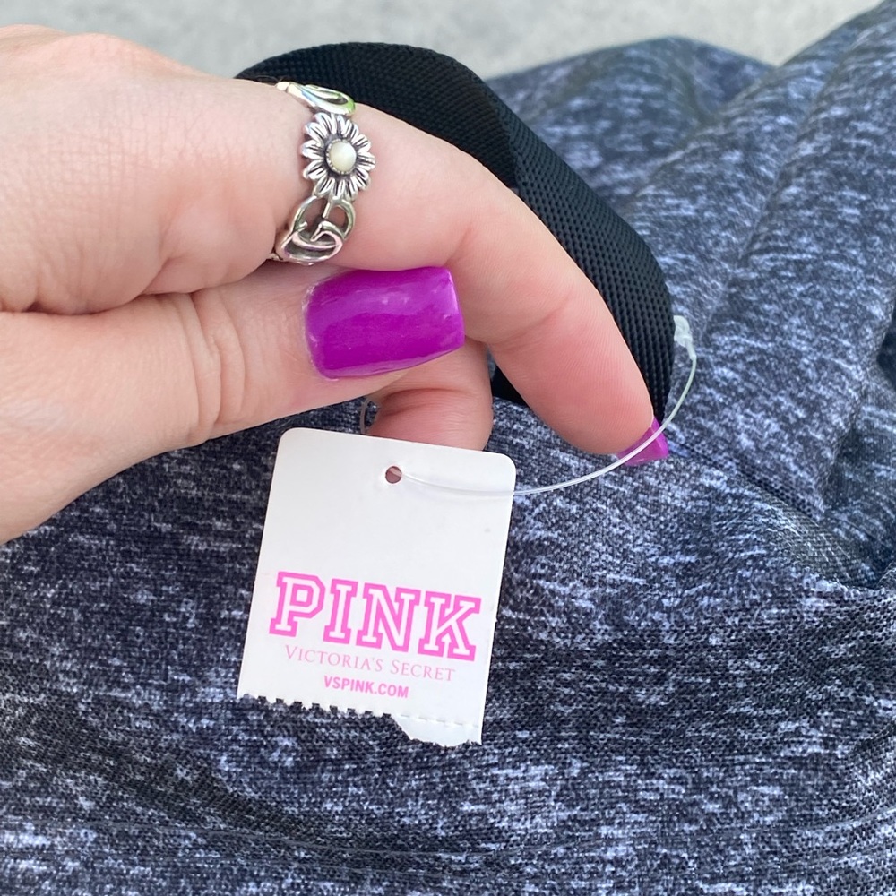 PINK Grey Mini Nylon Zippered Backpack w Collectible Enamel Logo Emoji Pins NWT - Picture 7 of 16